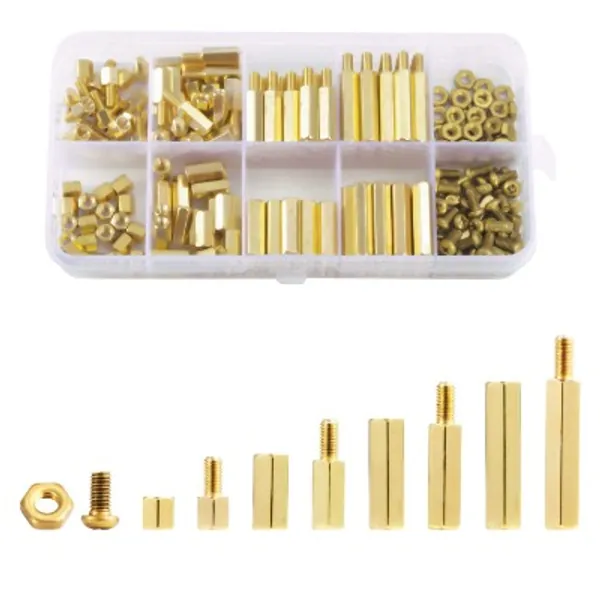 Litorange 320 Pieces M2 Male Female Hex Brass Spacer Standoff Screw Nut Threaded Pillar PCB Motherboard Assortment Kit