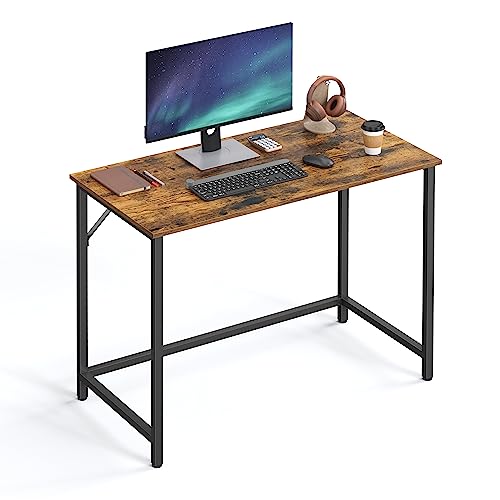 VASAGLE Computer Desk, Writing Desk, Small Office Table, 50 x 100 x 75 cm, Study, Home Office, Simple Assembly, Steel, Industrial Design, Rustic Brown and Black LWD41X - 50D x 100W cm - Rustic Brown + Black