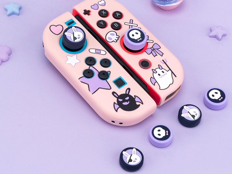 Pirate Rabbit Switch Thumb Grips Set Purple Kawaii Analog Caps OLED Lite