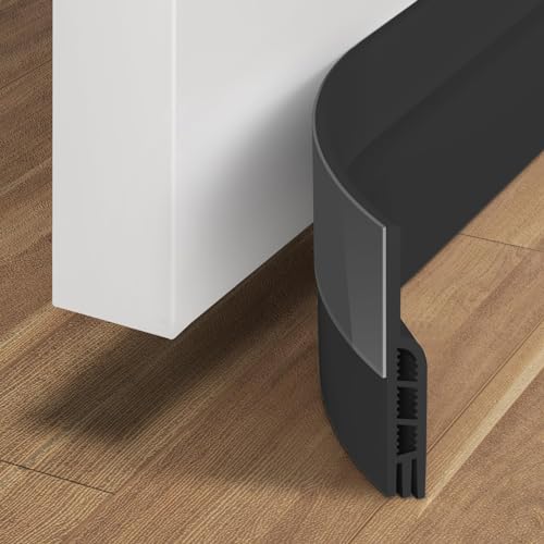 Holikme Door Draft Stopper Under Door Draft Blocker Insulator Door Sweep Weather Stripping Noise Stopper Strong Adhesive, Black - 41 Inch - Black