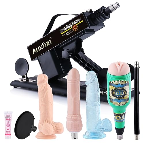 Auxfun Sex Thrusting Machine Automatic Love Machine with Masturbator, Adult Toy for Men and Couples with 3.5 Inch Suction Cup &Huge Dildo attachments - 7 Attachments