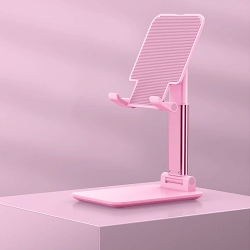 Universal Foldable Holder Stand for iPad and Mobile Phone - Pink