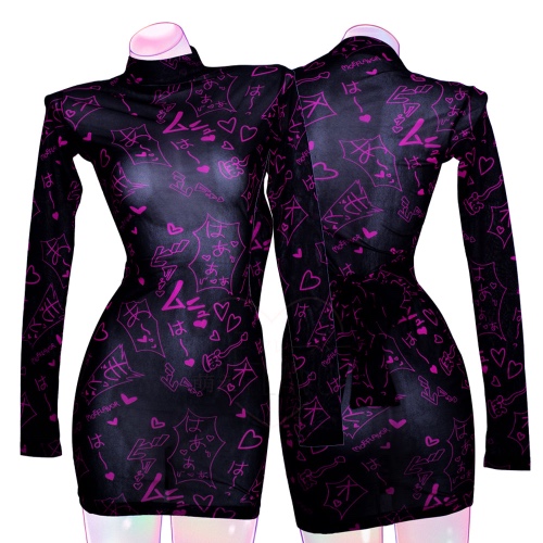 Mesh Manga Noises Dress - Pink / M/L