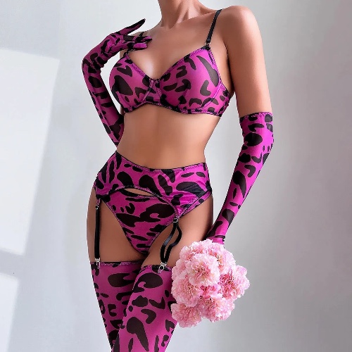 MALWear Hentai Leopard Lingerie Attire - PURPLE / M