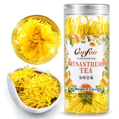 Goofoo Chrysanthemum Tea Jinsiju Whole Chinese Herbal Flower Loose Leaf Tea for Christmas New Year, 0.7 oz - Jinsiju Chrysanthemum