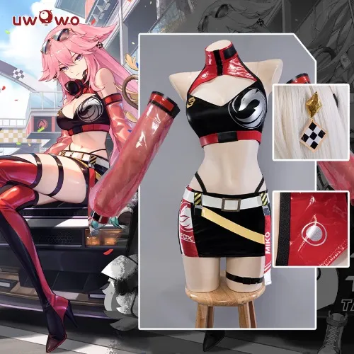 Genshin Impact Fanart Racing Yae Miko Racing Outfit Cosplay