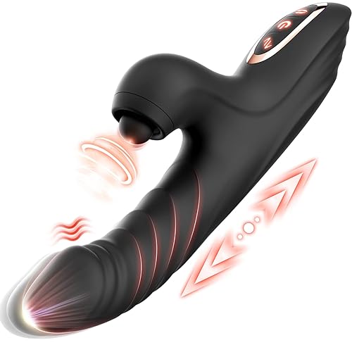 Vibrator Sex Toys for Women - Rabbit Vibrator with 10 Vibrating 7 Thrust Modes with Licking, G Spot Vibrator Clitoral Vibrators Adult Sex Toys for Womens Female and Couples Games Black Adult Toys - black