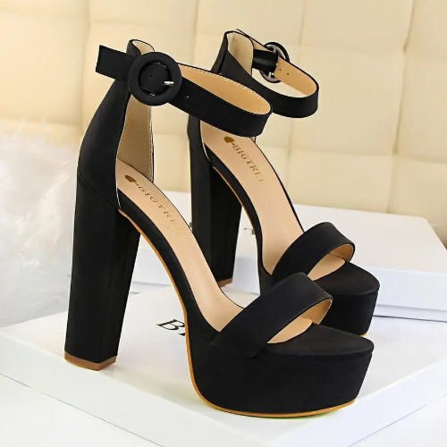 Elegant Square Heel Baby Doll Heels for a Kawaii Look in Stock - Black / 7
