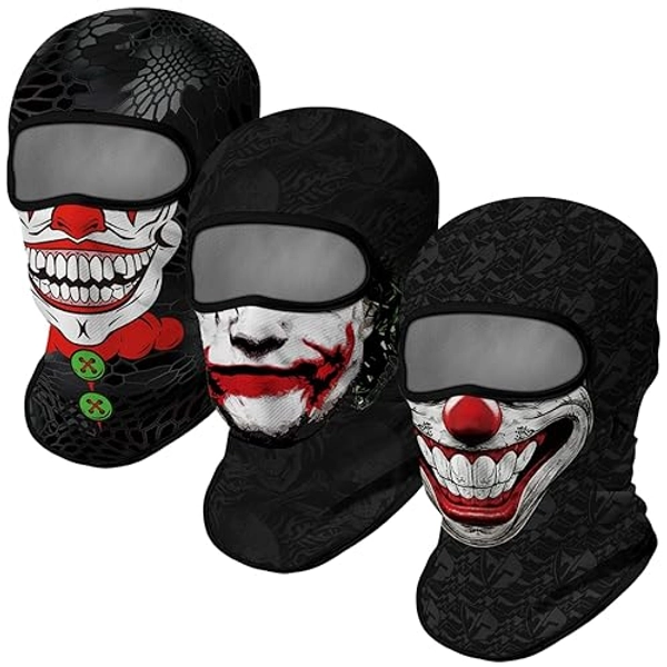 3PCS Balaclava Ski Mask Motorcycle Full Face Mask Outdoor Tactical Hood Headwear Mask Unisex for Cycling Halloween Windproof