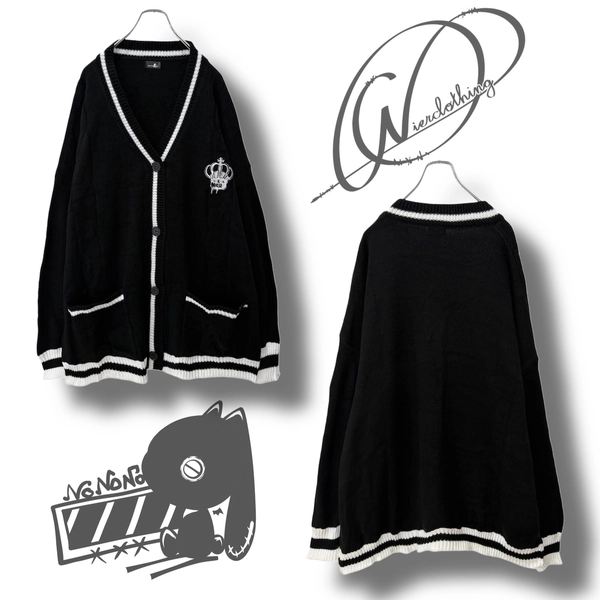 UNISEX KNIT BLACK CARDIGAN【CROWN】 | NIER CLOTHING powered by BASE