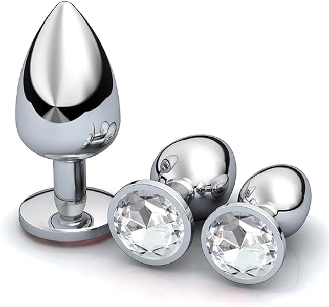Anal Sex Toys Butt Plug Training Set, 3Pcs Anal Butt Plug Toys Prostate Massaging Sex Toys for Women Couples Lesbian Beginner, Stainless Steel Anal Trainer Sex Toys4women Gay SM Masturbation