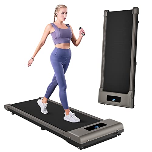 Treadmills for Home, Ultra Slim Walking Running Machine with 1-10km/h, Electric Under Desk Treadmill for Home/Office Fitness Exercise, No Assembly Required - Iron grey