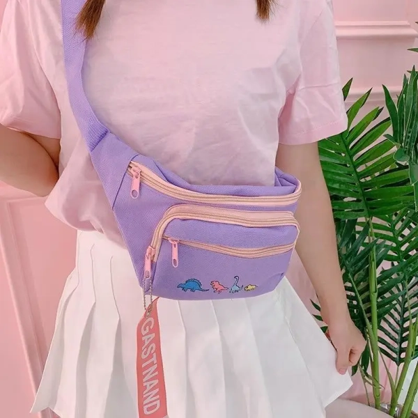 Lavender Dinosaur Fanny Pack for Enamel Pins and Kawaii Style