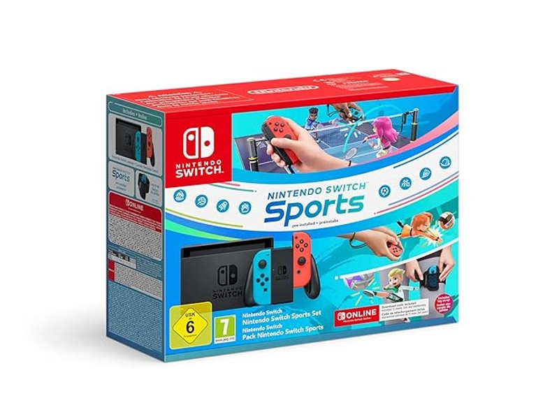 Nintendo Switch (blu neon/rosso neon) con Gioco Switch Sports preinstallato e 12 Mesi Switch Online