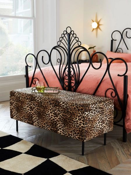Rockett St George Leopard Love Velvet Loren Storage Ottoman Bench