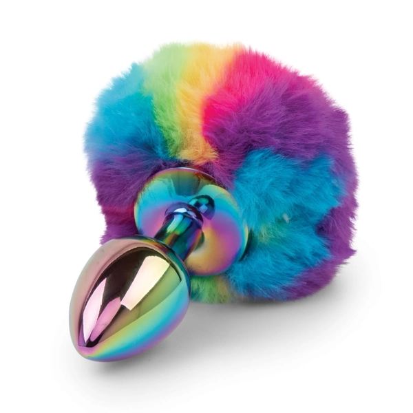 gemsations metal bunny tail rainbow butt plug