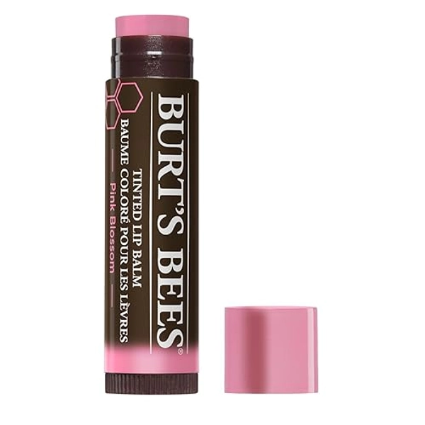 Burt's Bees 100% Natural Tinted Lip Balm, Pink Blossom with Shea Butter & Botanical Waxes - 1 Tube