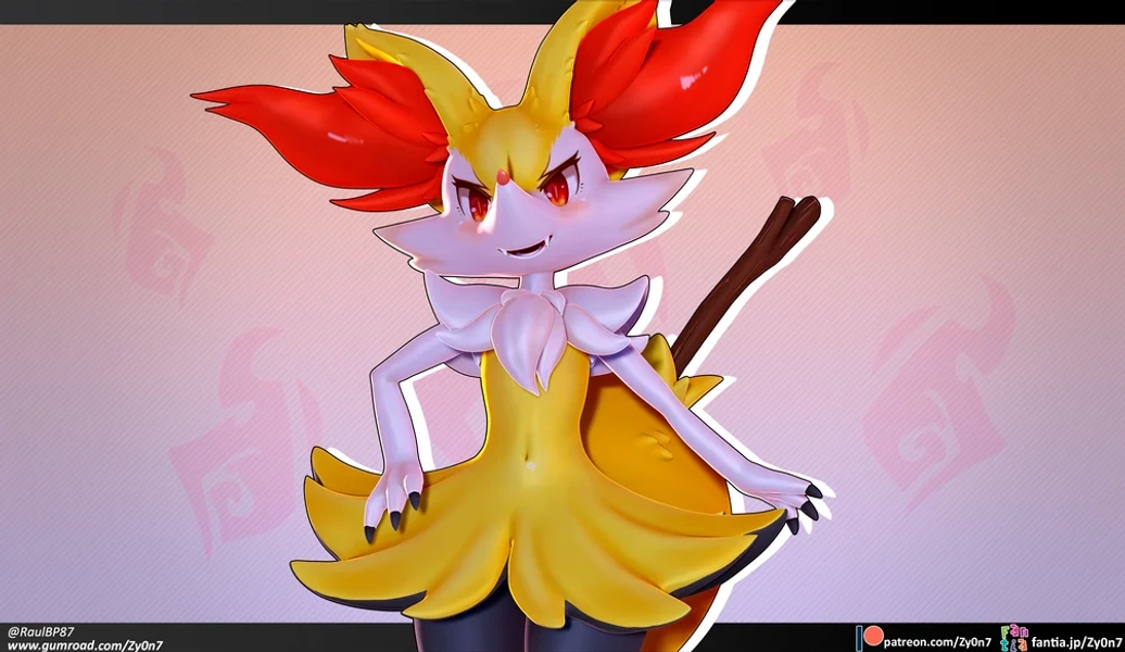 Braixen  3d model set (stl, blend&vrc avatar)