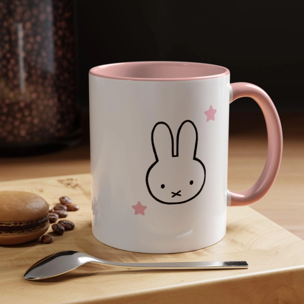 Miffy Pink Stars Mug - Adorable Miffy Design with Pink Interior - Perfect Kawaii Gift for Fans and Collectors - Cute Ceramic Mug
