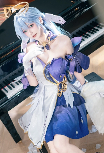 Honkai: Star Rail Robin Cosplay Costume Strapless Dress and Gloves with Shawl and Earrings