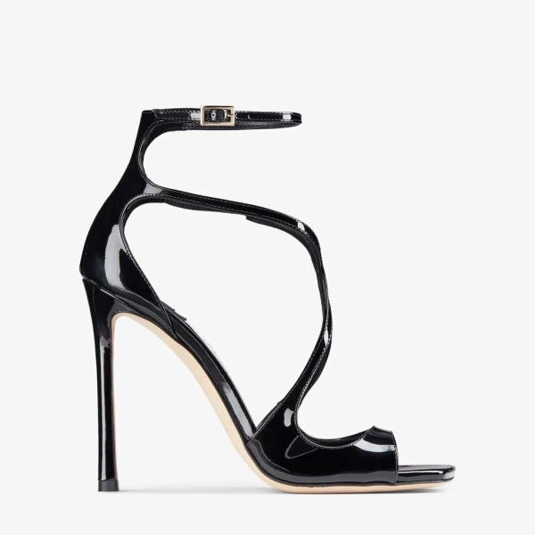 Jimmy Choo Azia 110 Black Patent Leather Sandals