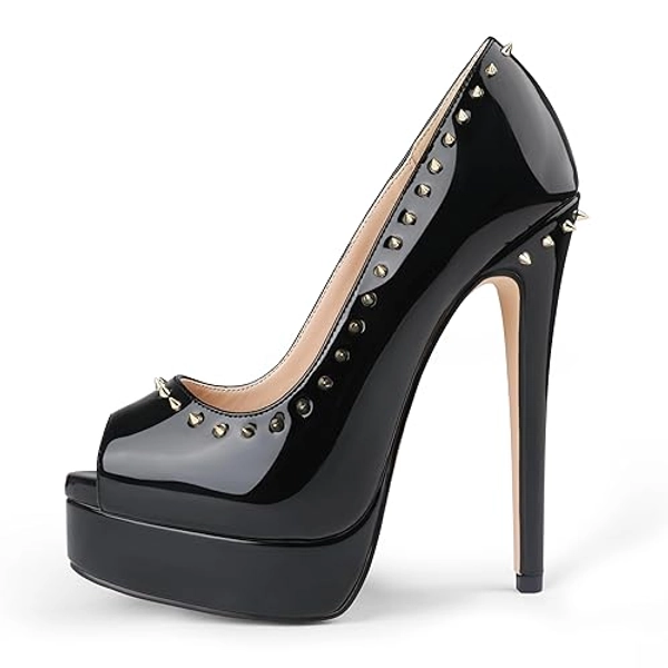 MERUMOTE Women's Platform Stiletto Heels Shoes Peep Toe Pumps 6 inch Heels for Dress Wedding Party