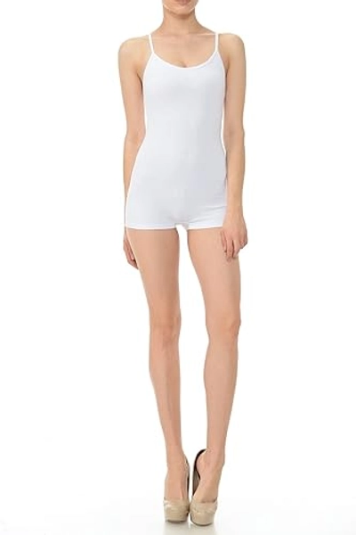 7Wins JJJ Women Catsuit Cotton Tank Spaghetti Strapped Short Yoga Bodysuit Jumpsuit