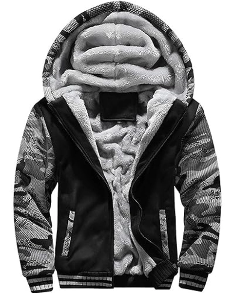 MACHLAB Men's Pullover Winter Workout Fleece Hoodie Jackets Full Zip Wool Warm Thick Coats
