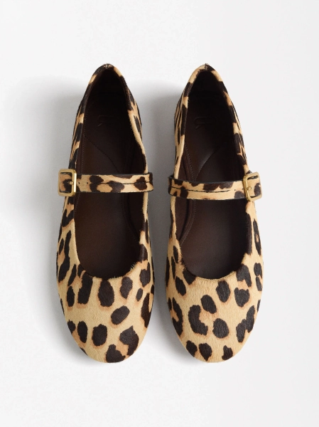 Lederballerinas mit Leopardenmuster Beige | Parfois Schweiz