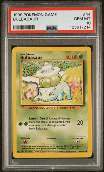 PSA 10 Bulbasaur 044/102 Pokémon Card Base Set Unlimited WOTC