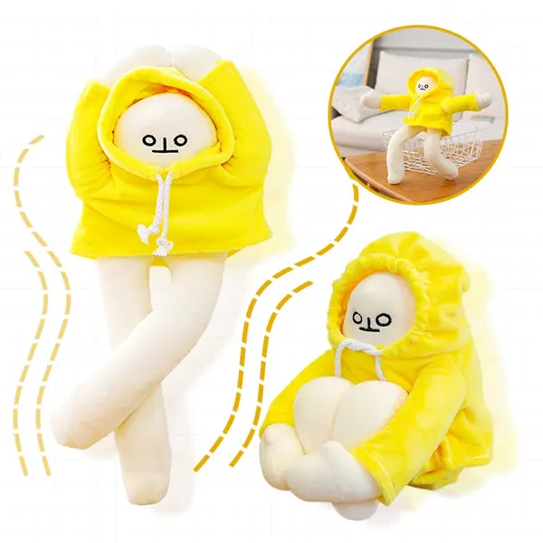 16 in Banana Man Doll Plush, Weird Plushies, Creative Stuffed Toy with Multiple Funny Poses Banana Toy Man with Magnet Changeable Plush Decompression Toy Birthday Christmas Party Gift（Yellow） - Yellow