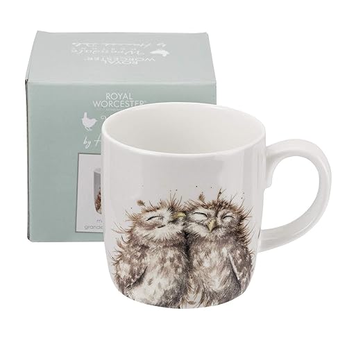Portmeirion Home & Gifts MMMR4020-XD Wrendale The Twits (Owl) Single Mug, Bone China, Multi-Colour, 9.2 x 12.5 x 9.3 cm
