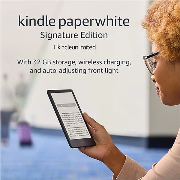 Kindle Paperwhite Signature Edition (32 GB) – With a 6.8" display, wireless charging, and auto-adjusting front light – Without Lockscreen Ads + 3 Months Free Kindle Unlimited (with auto-renewal)- Black