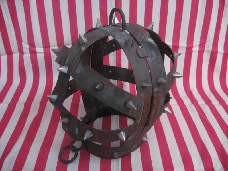 Medieval Head Cage Punishment helmet with spikes