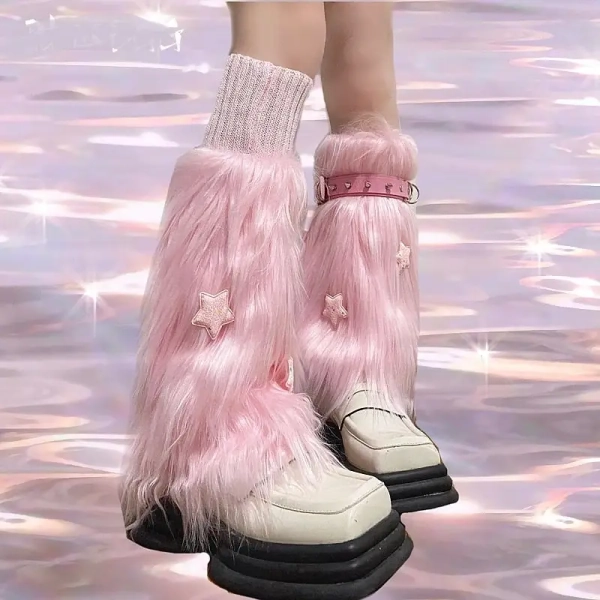 Pink Shaggy Fur Boot Covers for Dollcore and Barbie Inspired Outfits