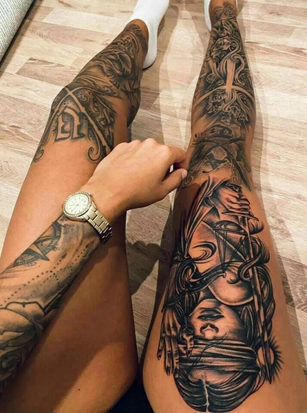 Leg tattoos women, Feminine tattoo sleeves 🖤🖤