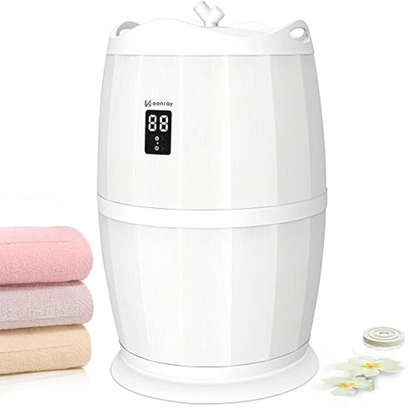 Keenray Towel Warmer, Bucket Towel Warmer for Bathroom, 4 Timer Settings, Fits Up to Two 40"X70" Oversized Towels, Bathrobes, Blankets, PJ's and More, White, CL25