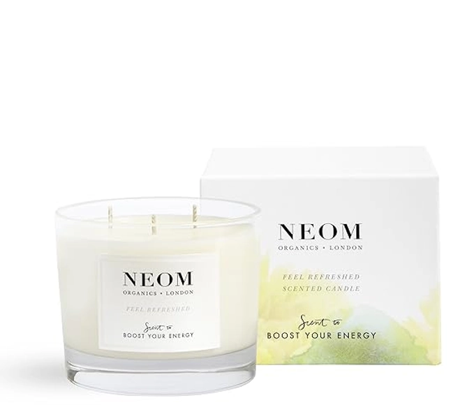 Neom Organics London Feel Refreshed Sicilian Lemon & Fresh Basil Scented Candle, Scent to Boost Your Energy, 420g