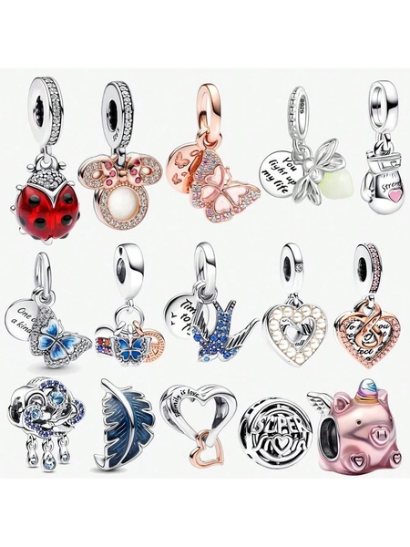 1pc Double-Layer Cute Rat Pendant Charm For Bracelet/Necklace, Perfect Jewelry Combination Gift For Women Birthday