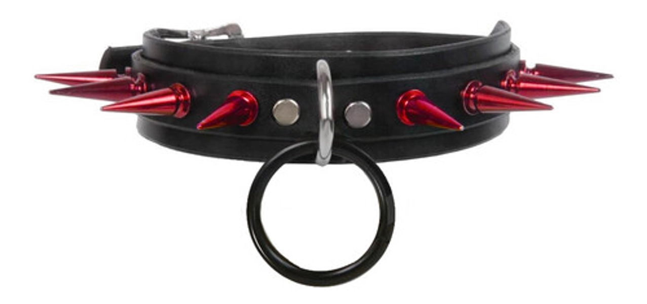 Red Spiked Choker with Black O-Ring