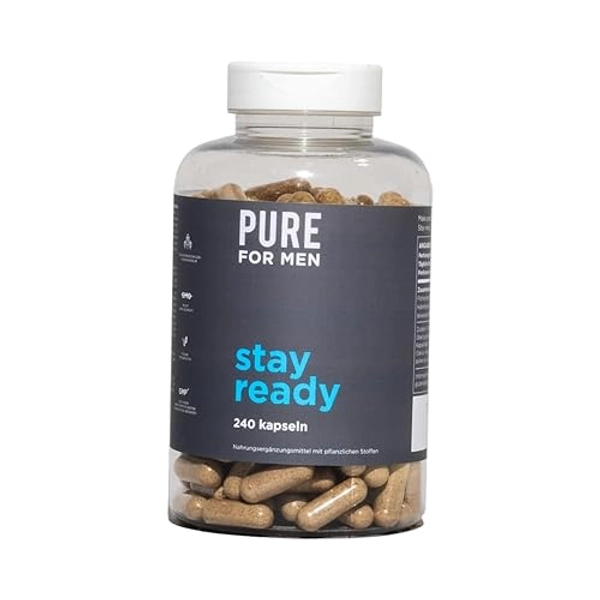 Pure for Men Original Cleanliness Stay Ready 240 Vegane Ballaststoffe Kapseln | Regelmäßige Verdauung Anregen | Flohsamenschalen Kapseln Chiasamen| Proprietäre Formel
