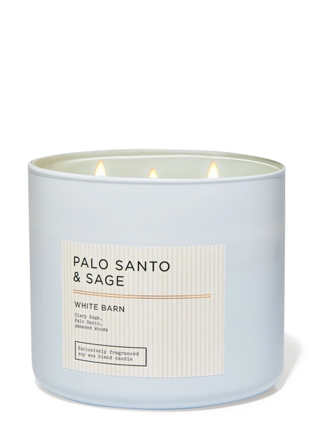 Palo Santo & Sage 3-Wick Candle - White Barn | Bath & Body Works
