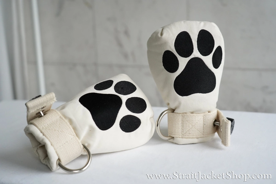 P.A.W.S. Asylum Safety Mittens with Segufix Locks - Bondage soft padded mittens for Animal Control Units / Paws / Furries / Furry Furrsuit