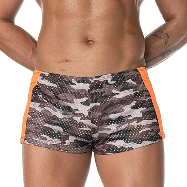 AIMPACT Men's Mesh Running Shorts Retro 3 Inch Quick Dry Gym Athletic Workout Short Shorts - Large - Camobrown
