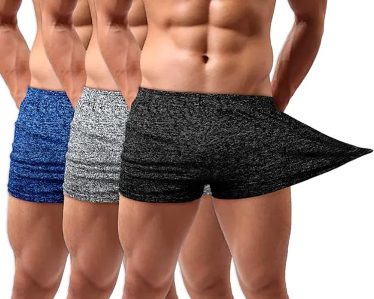 Lehmanlin Men's Bodybuilding Shorts 3 Inch Inseam Workout Training Muscle Short Shorts Stretch Quick Dry - X-Large/3" Inseam - 3pack:black+gray+blue