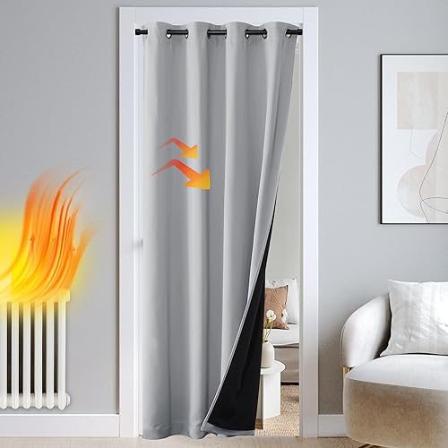 Rideau Thermique et phonique 140x240cm Gris Argenté