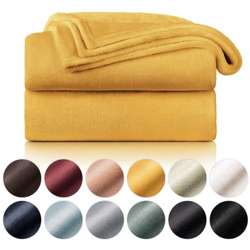 Blumtal Couverture Polaire 270 x 230 - Plaid Jaune Certifié Oeko-TEX®, Plaid pour Canapé, Plaid Cocooning - Couverture Polaire Epaisse, Moelleuse, Douce Et Chaude - Haute Qualité - 270 x 230 cm - Jaune