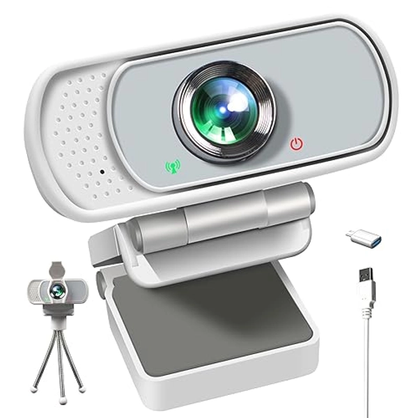 XPCAM 1080P Webcam with Mic, Pro Streaming Web Camera with Privacy Cover and Stand, Widescreen USB Computer Camera for PC Mac Laptop Desktop, Adapter Included