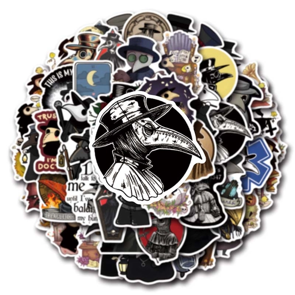 50PCS Plague Doctor Stickers Steampunk Waterproof Plague Doctor Luggage Decal