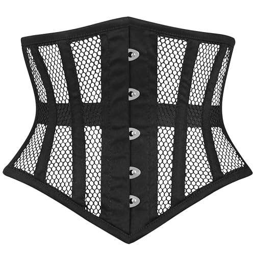 Sady Industry Women's Steel Boned Corset Short Torso Heavy Duty Truly Waist Training Underbust Corsets (SB) - Large - Black Mesh
